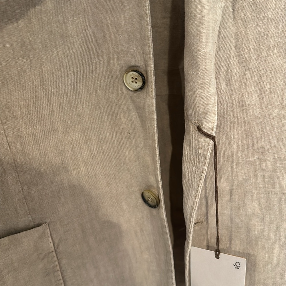 NWT Boggi Milano Linen Khaki Unlined Sportcoat. Perfect for summer! - Picture 7 of 8